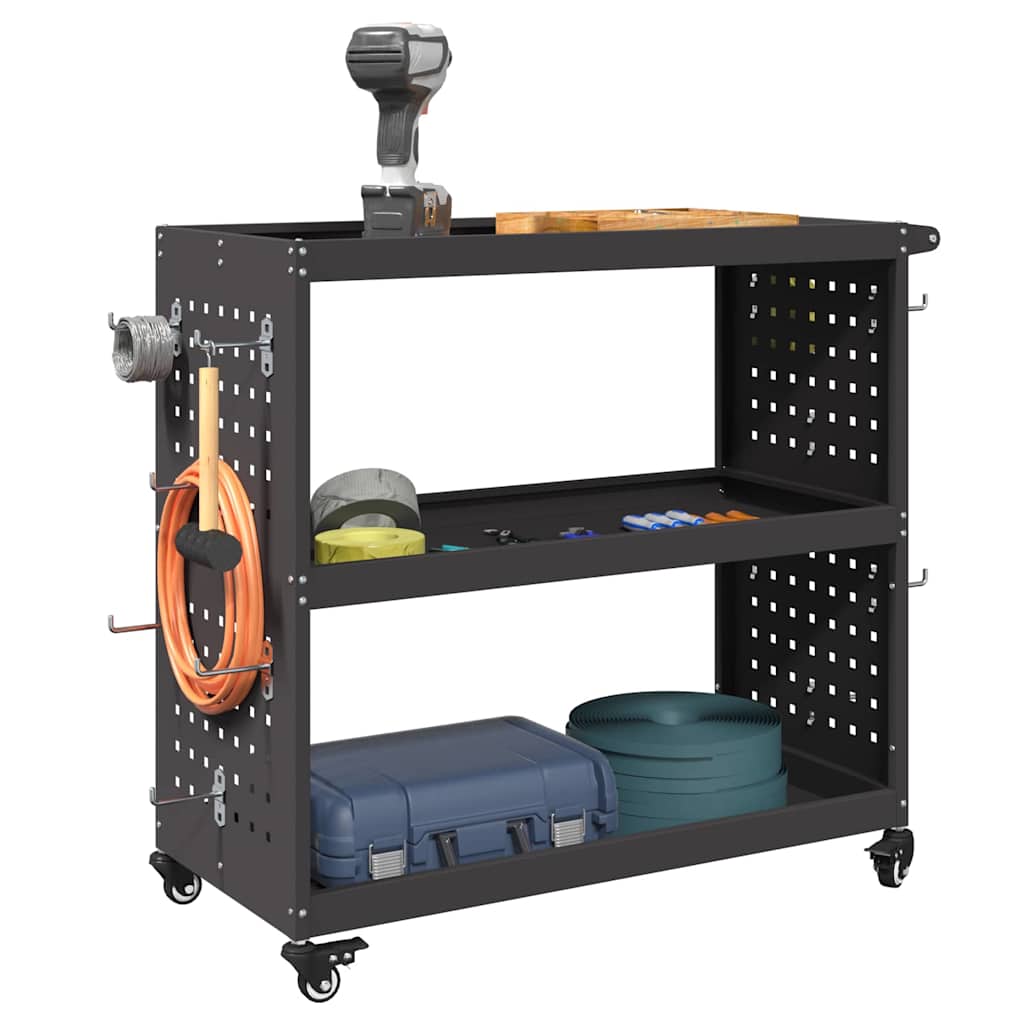 vidaXL Werkzeugwagen Schwarz 75 x 35 x 73 cm Kaltgewalzter Stahl