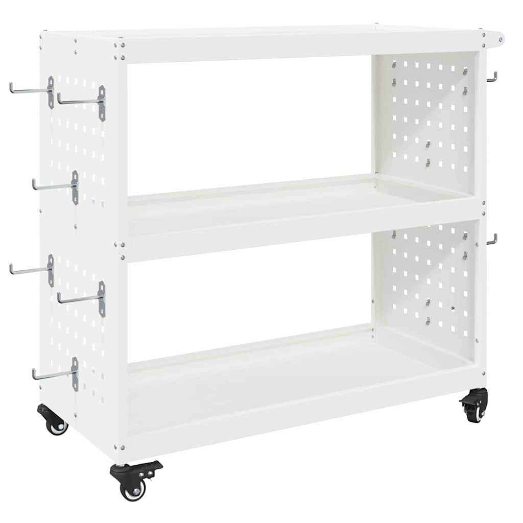 vidaXL Werkzeugwagen Mit Rad Weiß 75 x 35 x 73 cm Kaltgewalzter Stahl