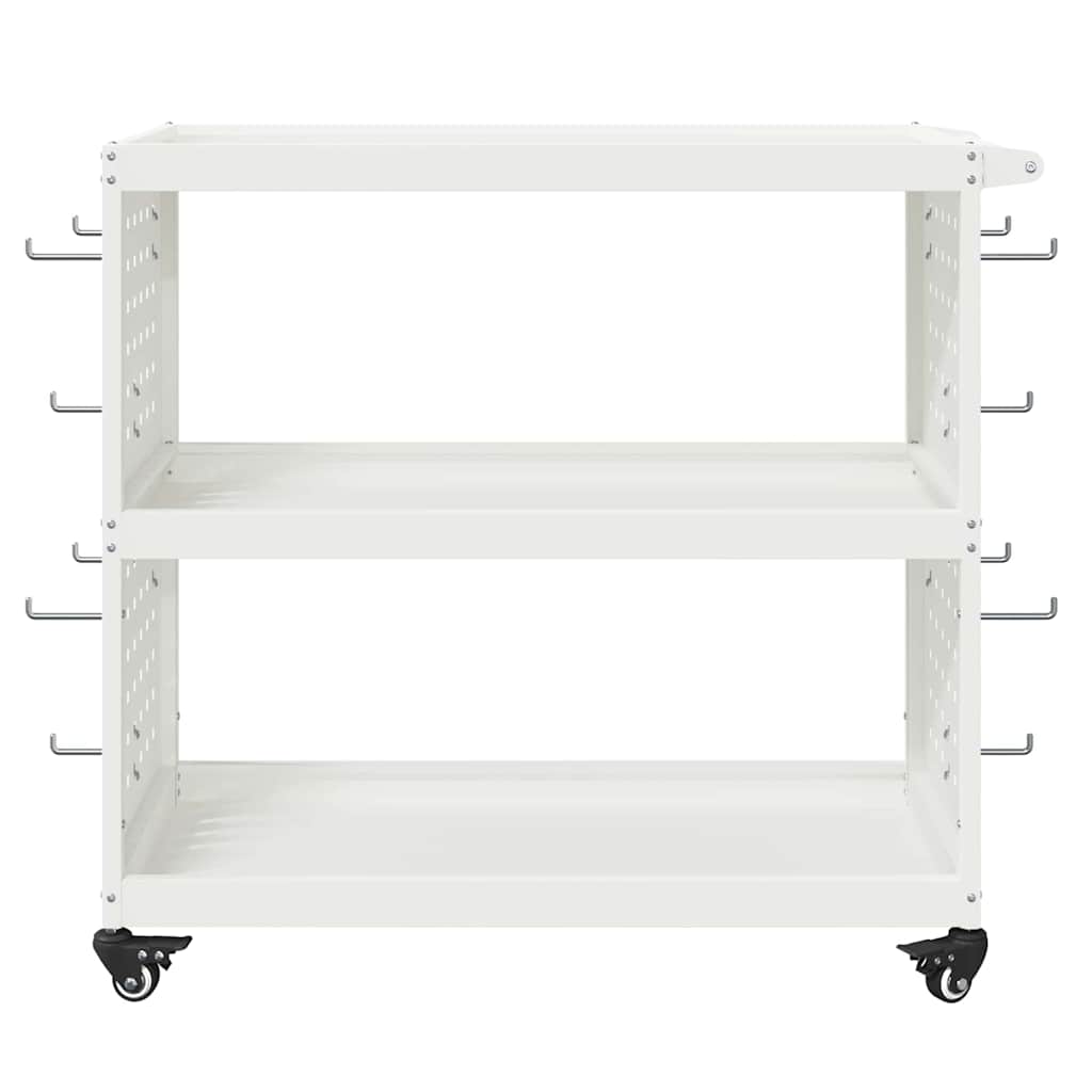 vidaXL Werkzeugwagen Mit Rad Weiß 75 x 35 x 73 cm Kaltgewalzter Stahl