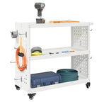 vidaXL Werkzeugwagen Mit Rad Weiß 75 x 35 x 73 cm Kaltgewalzter Stahl