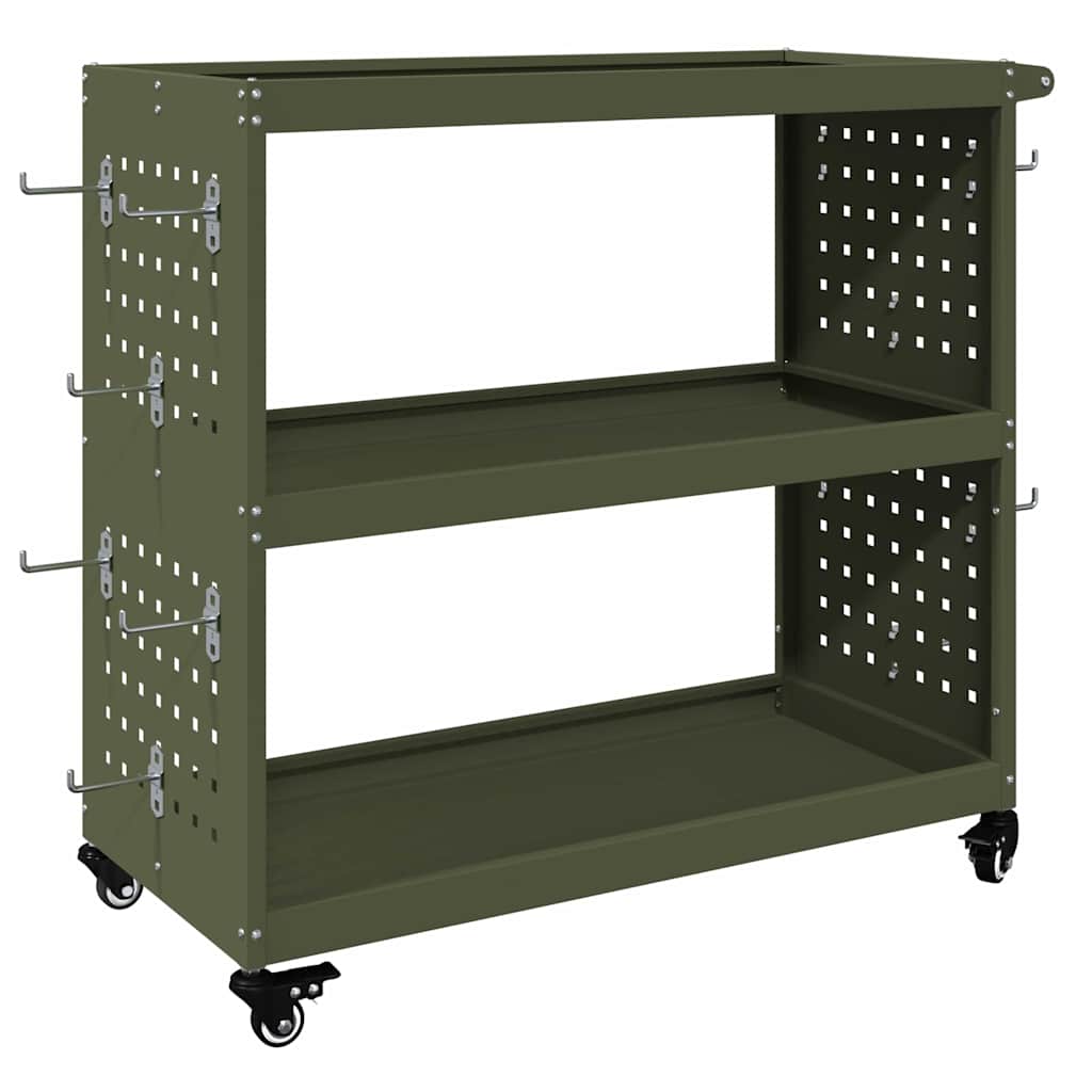 vidaXL Werkzeugwagen Olive Grün 75 x 35 x 73 cm Kaltgewalzter Stahl