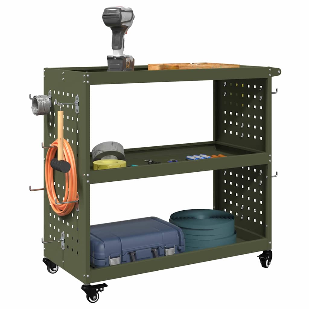 vidaXL Werkzeugwagen Olive Grün 75 x 35 x 73 cm Kaltgewalzter Stahl