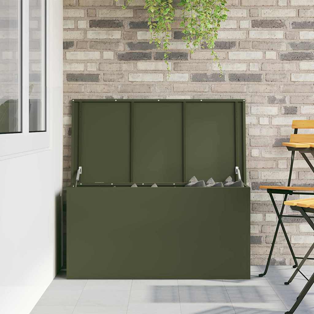 vidaXL Außenlagerbox Olive Grün 100 x 50,5 x 50 cm Stahl