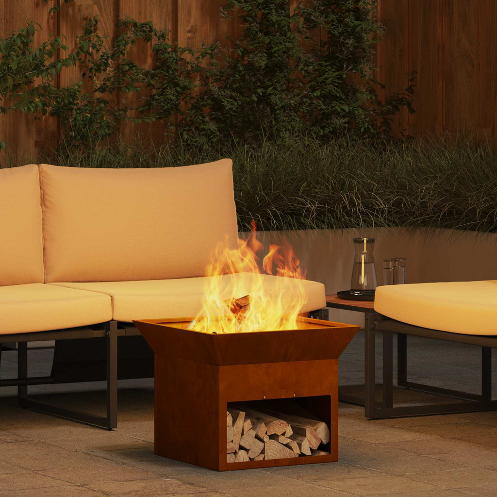 vidaXL Feuerstelle Rostig 50 x 50 x 40 cm Wetterfeststahl