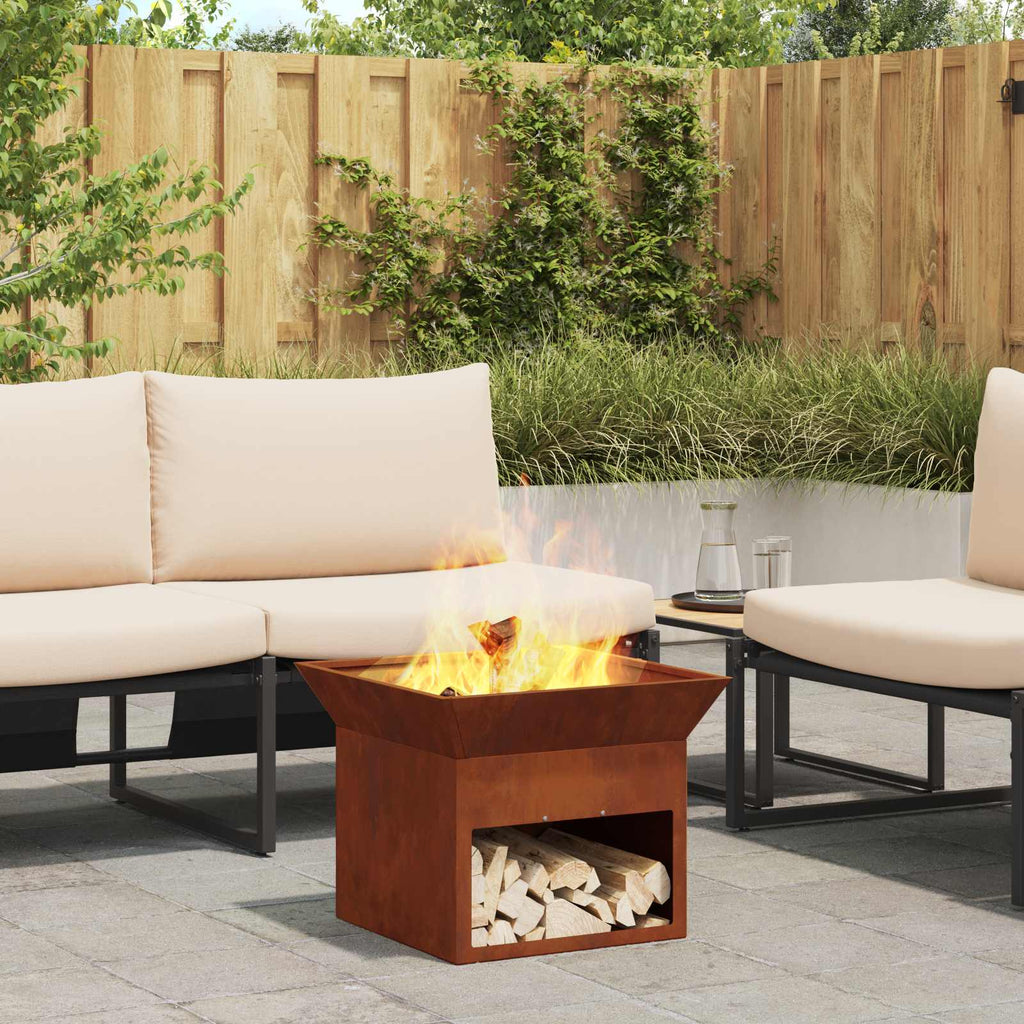 vidaXL Feuerstelle Rostig 50 x 50 x 40 cm Wetterfeststahl