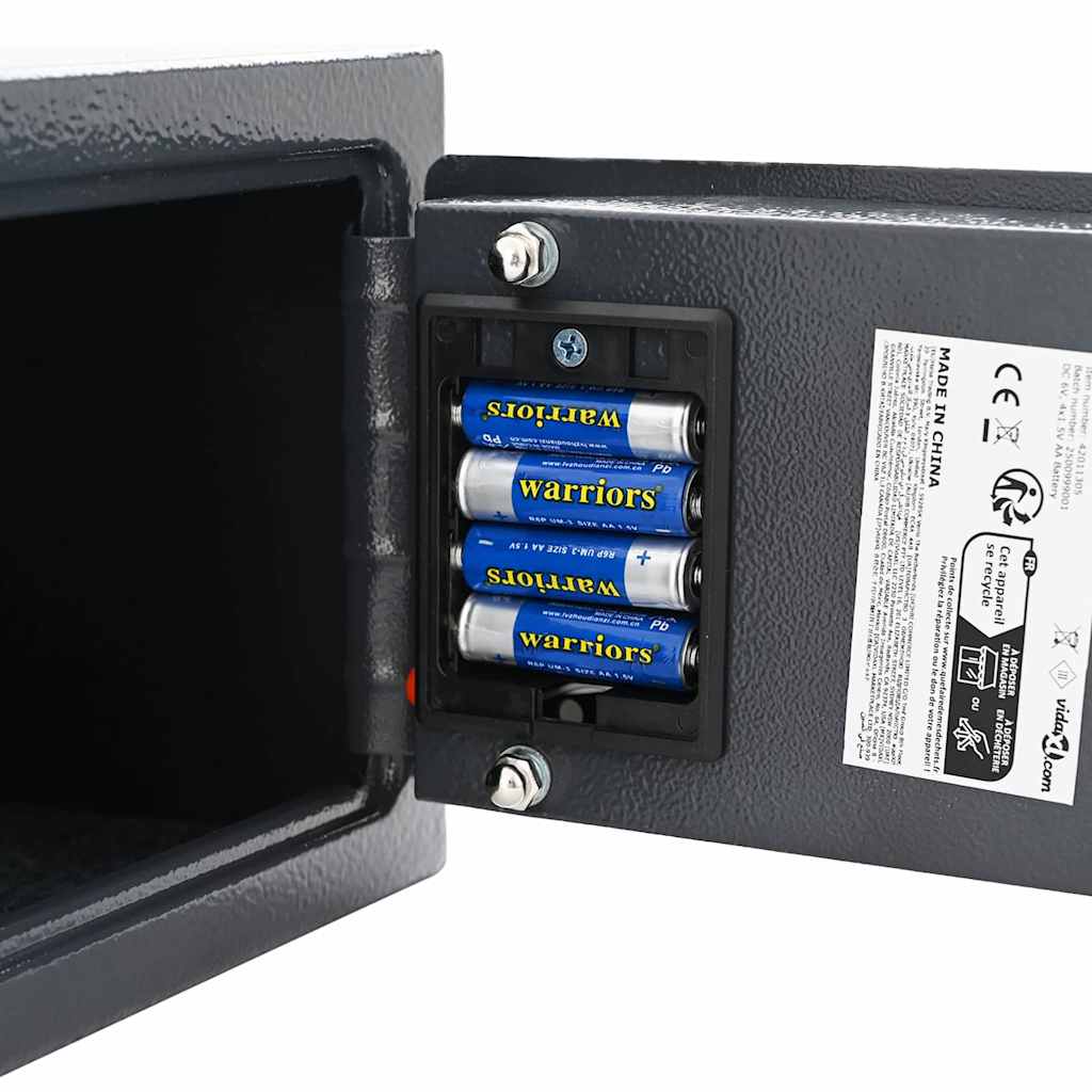 vidaXL Digitaler Safe mit Schloss Dunkelgrau 23 x 17 x 17 cm Stahl