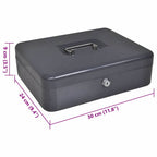 vidaXL Geldbox mit Schloss Dunkelgrau 30 x 24 x 9 cm Stahl