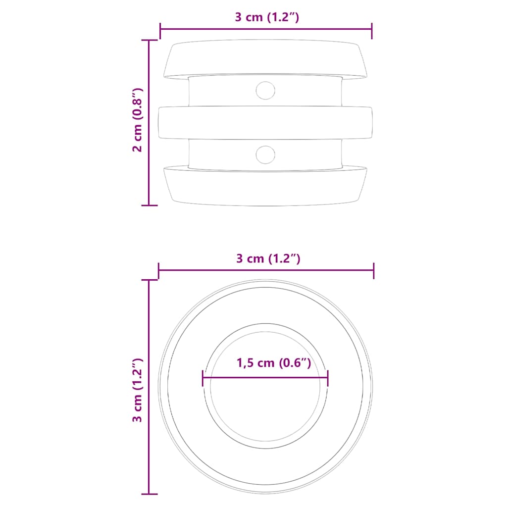 vidaXL Fußballtisch-Bumper 16 pcs Schwarz 3 x 3 x 2 cm TPE