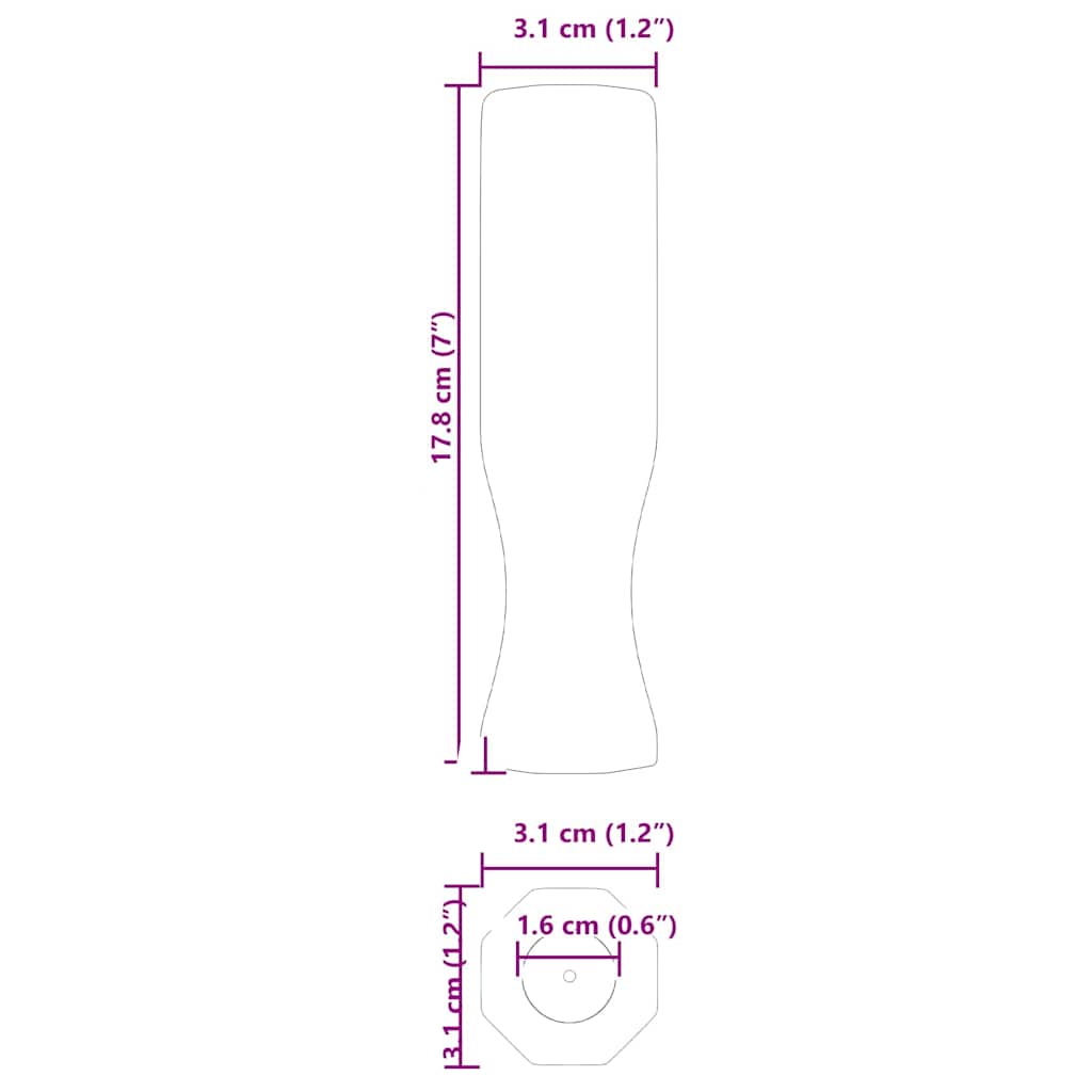 vidaXL Tischfußballgriff 10 pcs Schwarz 3,1 x 3,1 x 17,8 cm PP