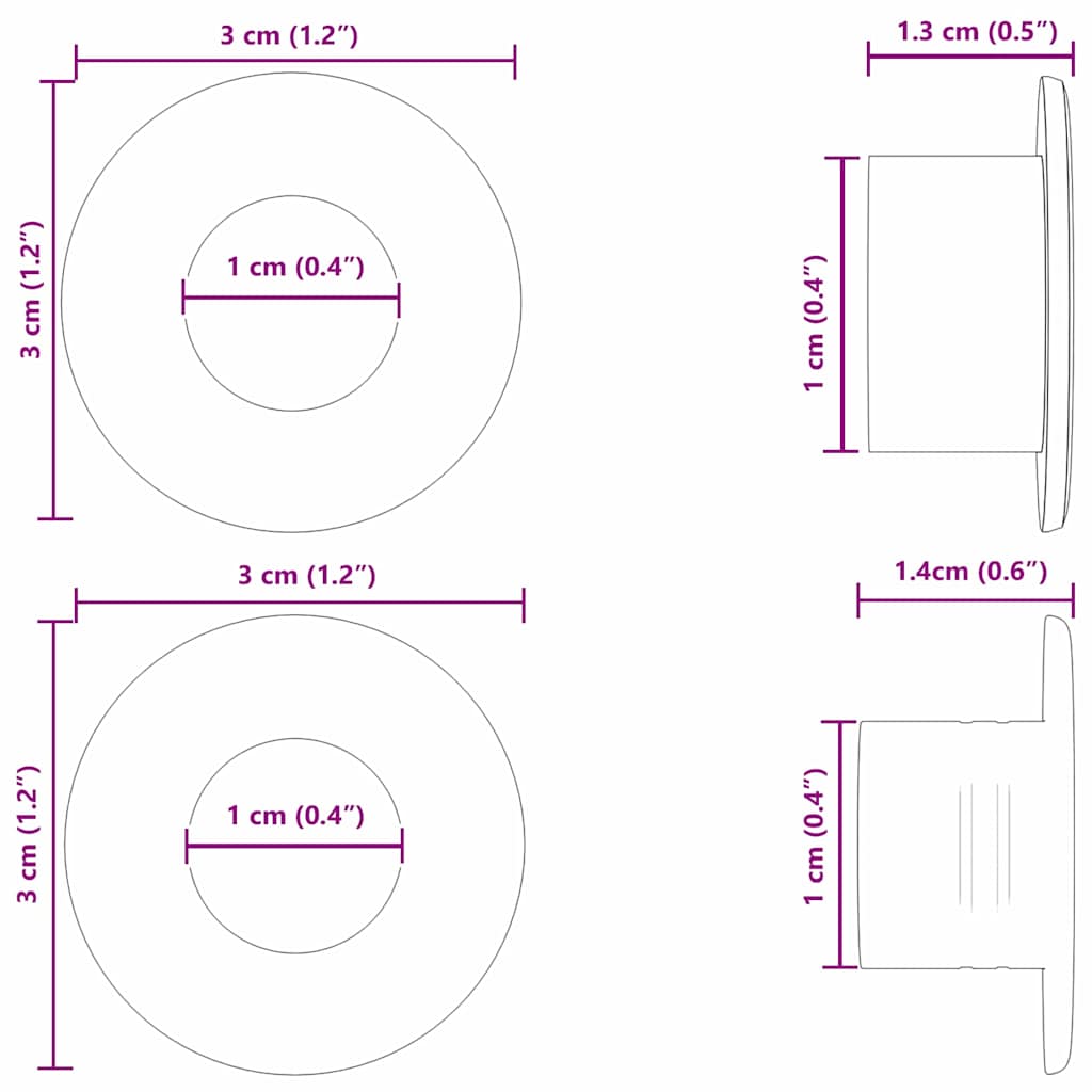 vidaXL Tischfußball Tisch-Stopper 10 pcs Schwarz 3 x 3 x 1,4 cm HIPS