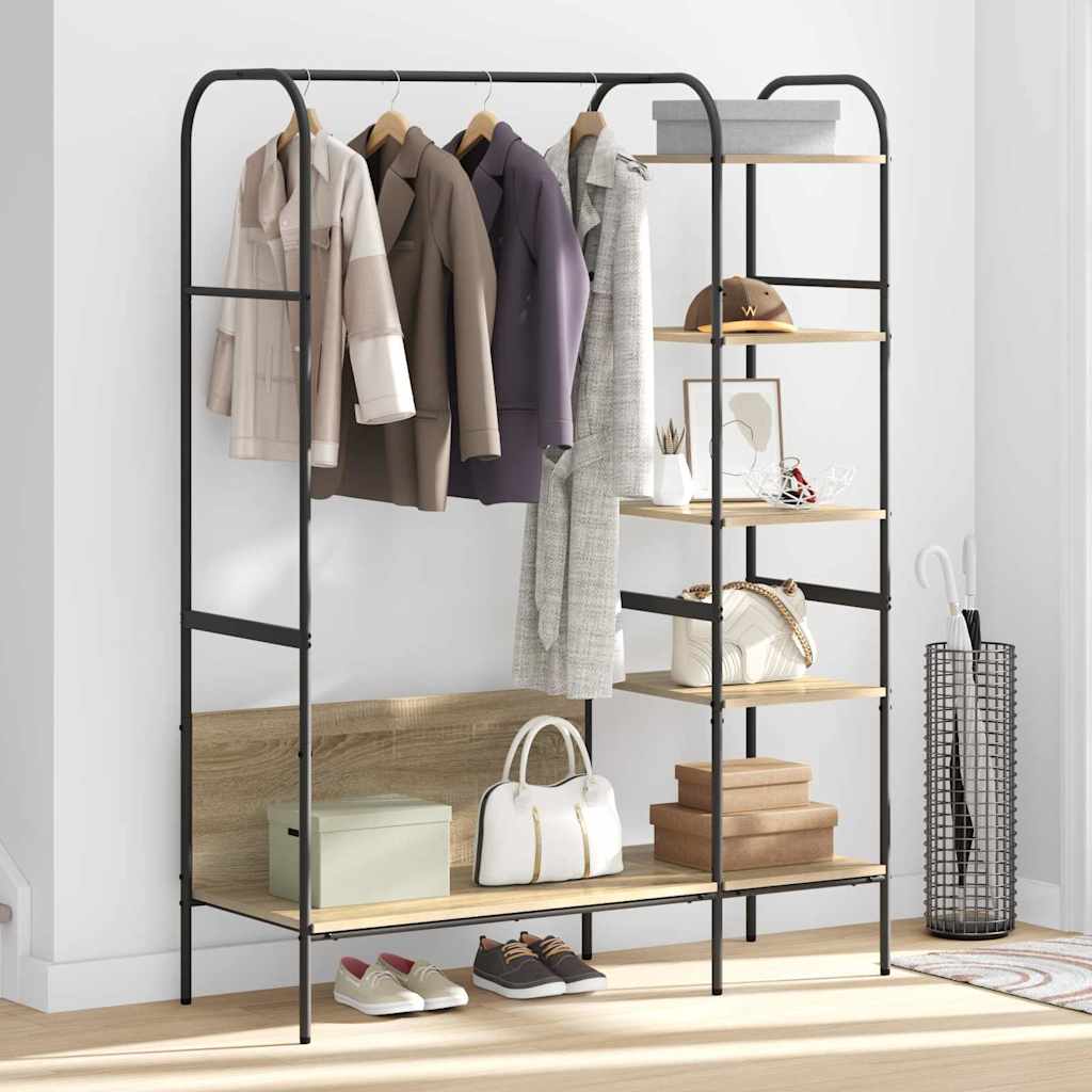 vidaXL Kleiderständer mit Regal Braun 120 x 44 x 160 cm Holzwerkstoff