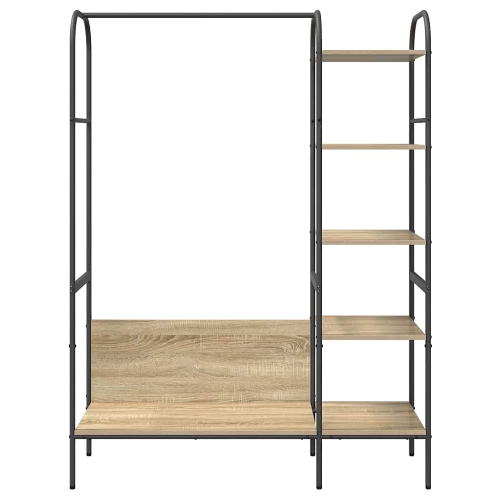 vidaXL Kleiderständer mit Regal Braun 120 x 44 x 160 cm Holzwerkstoff