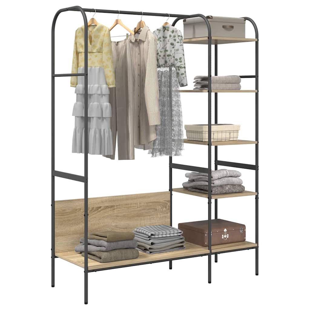 vidaXL Kleiderständer mit Regal Braun 120 x 44 x 160 cm Holzwerkstoff