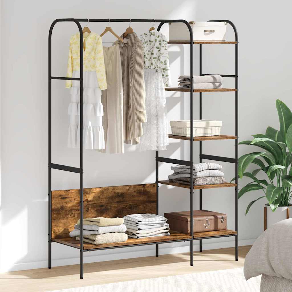 vidaXL Kleiderständer mit Regal Braun Eichen-Optik 120 x 44 x 160 cm