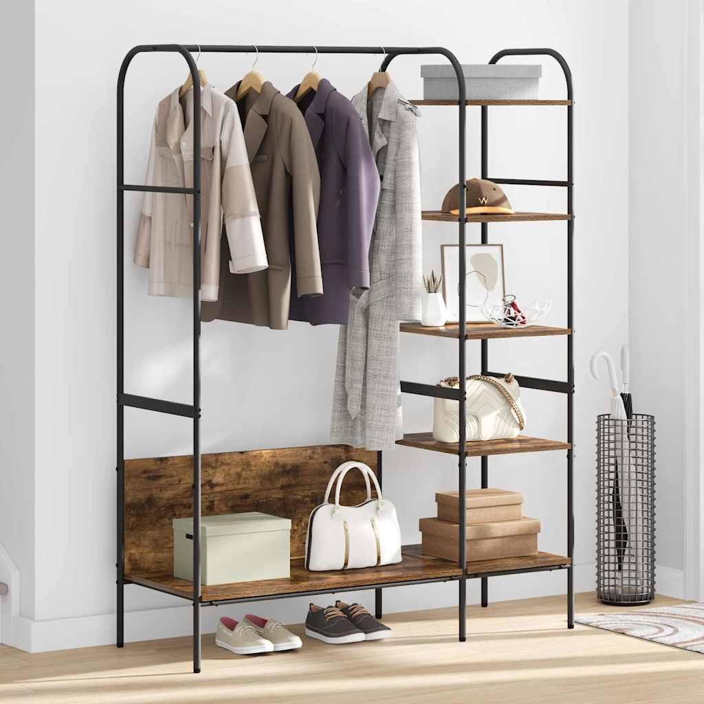 vidaXL Kleiderständer mit Regal Braun Eichen-Optik 120 x 44 x 160 cm