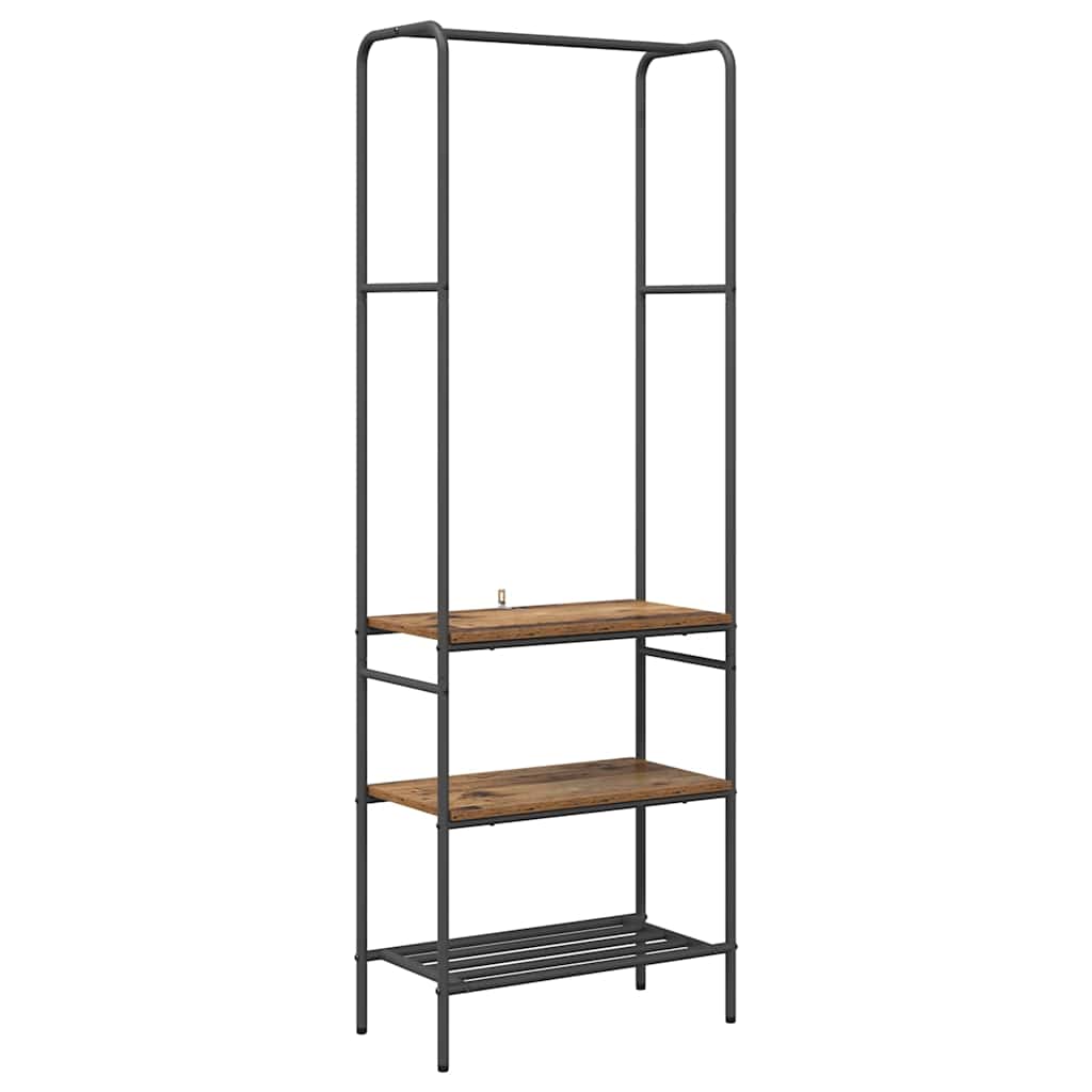 vidaXL Kleiderständer mit Regal Altholz 60 x 30 x 171 cm Holzwerkstoff