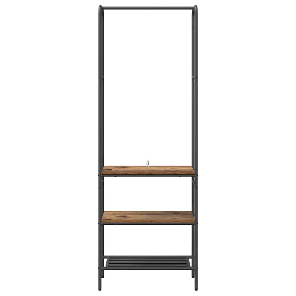 vidaXL Kleiderständer mit Regal Altholz 60 x 30 x 171 cm Holzwerkstoff