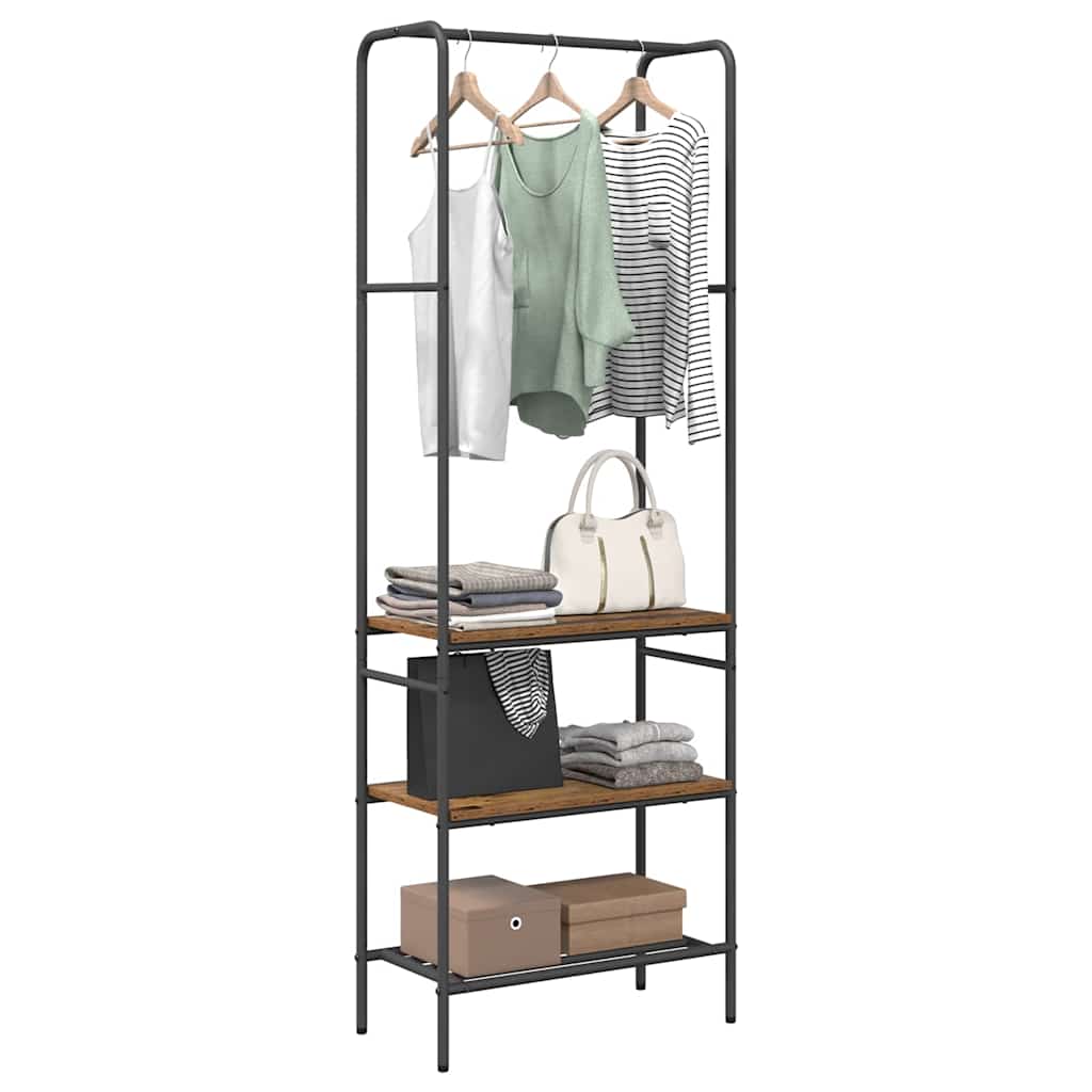 vidaXL Kleiderständer mit Regal Altholz 60 x 30 x 171 cm Holzwerkstoff
