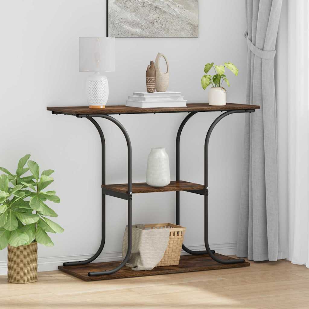 vidaXL Konsolentisch mit Regal Geräucherte Eiche 101 x 35 x 80,5 cm
