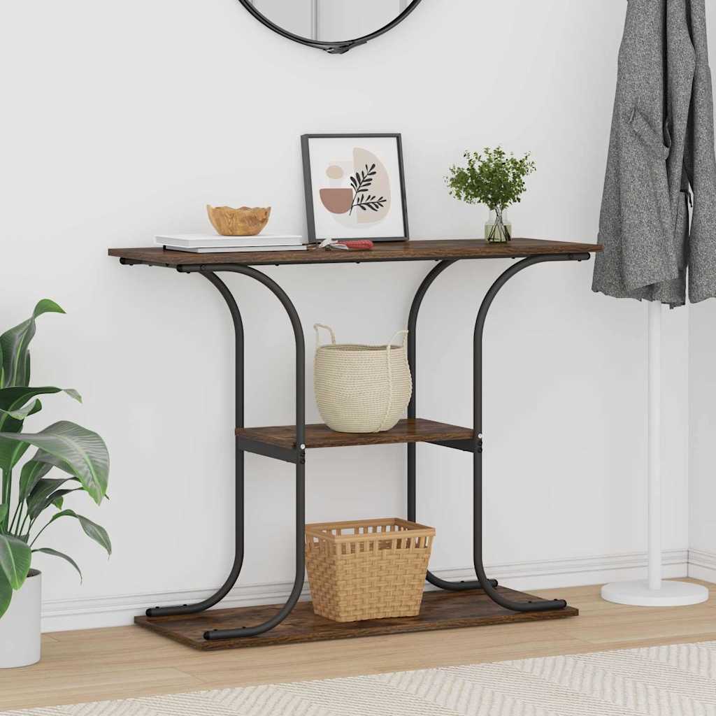 vidaXL Konsolentisch mit Regal Geräucherte Eiche 101 x 35 x 80,5 cm