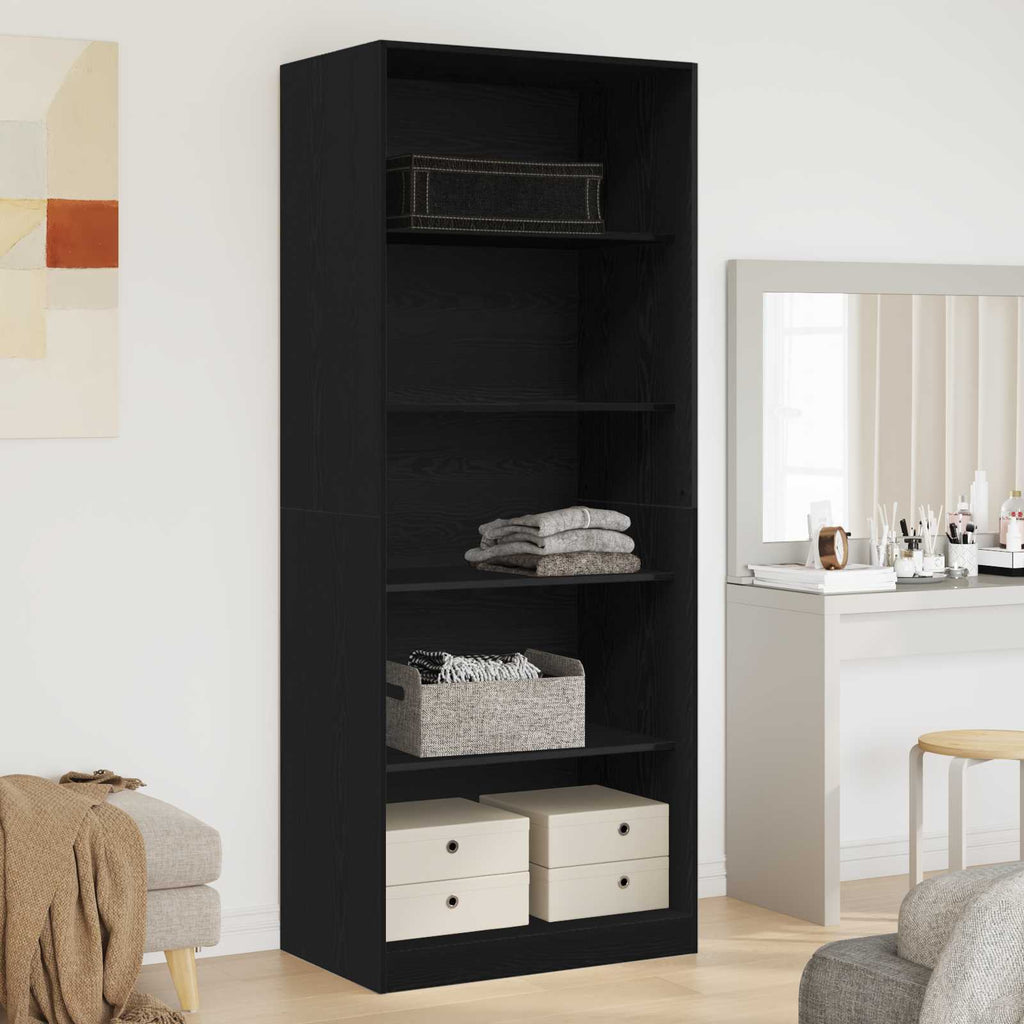 vidaXL Kleiderschrank mit Regal Schwarz Eichen-Optik 80 x 50 x 200 cm