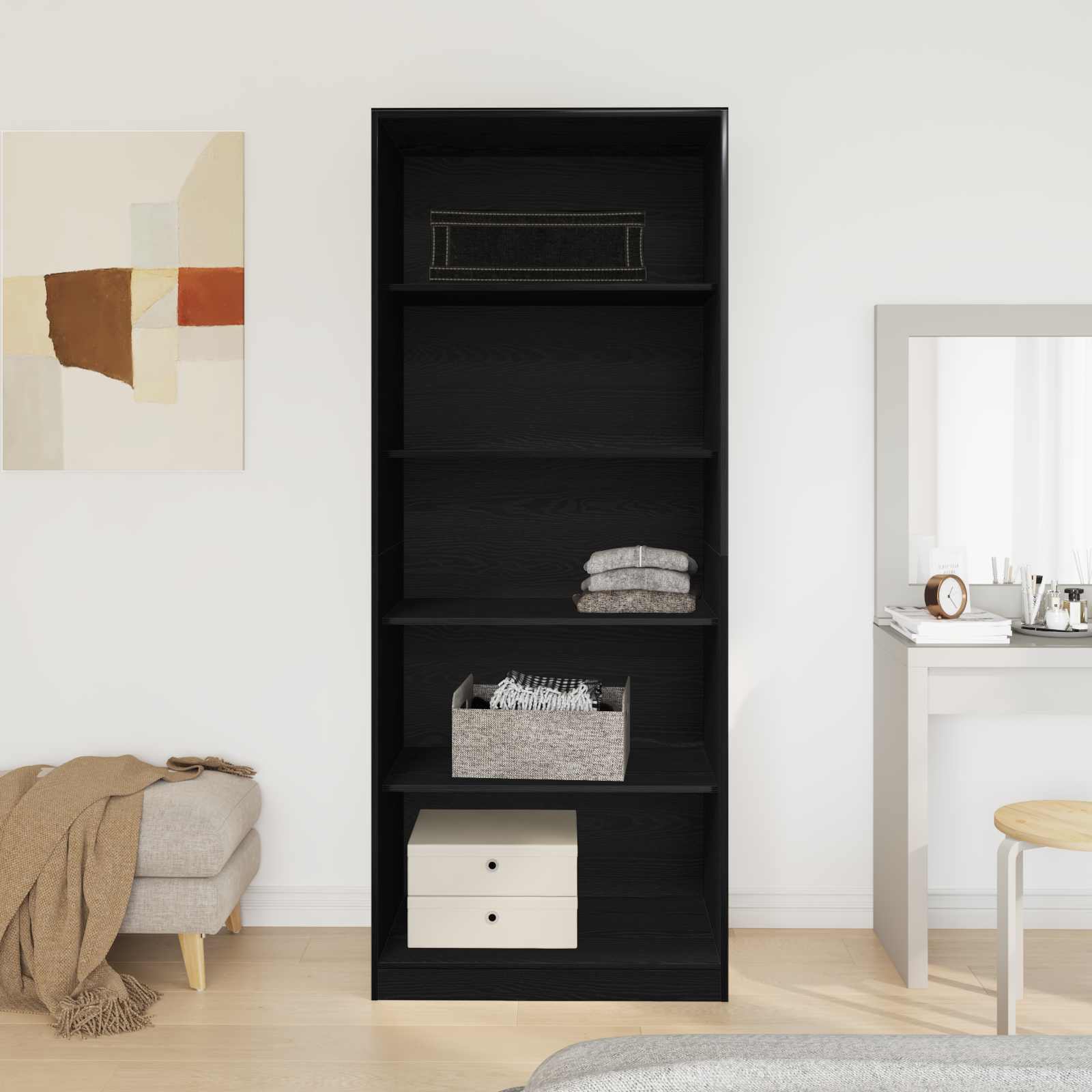 vidaXL Kleiderschrank mit Regal Schwarz Eichen-Optik 80 x 50 x 200 cm