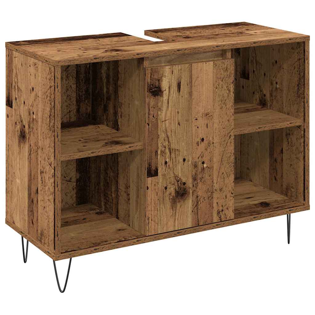 vidaXL Badezimmermöbel-Set mit Regal 3 pcs Altholz Holzwerkstoff