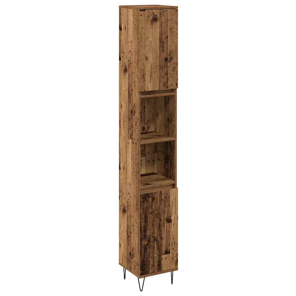vidaXL Badezimmermöbel-Set mit Regal 3 pcs Altholz Holzwerkstoff