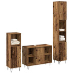 vidaXL Badezimmermöbel-Set mit Regal 3 pcs Altholz Holzwerkstoff