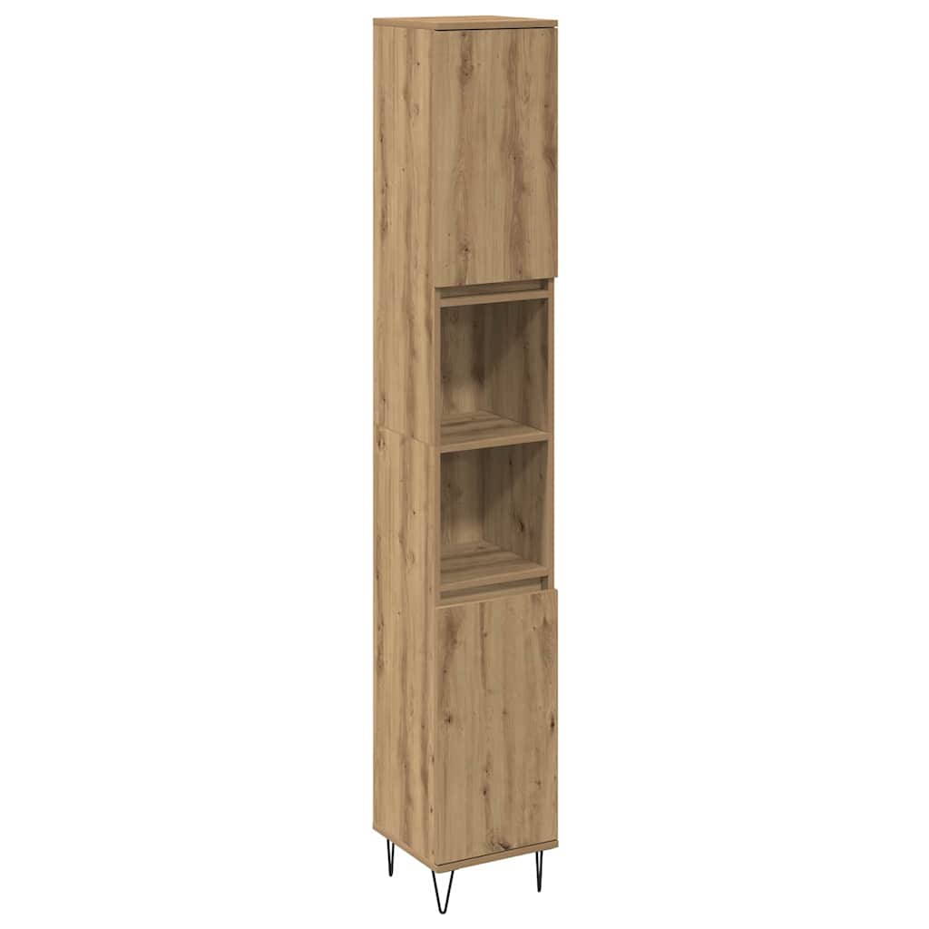 vidaXL Badezimmermöbel-Set mit Regal 3 pcs Artisan-Eiche Holzwerkstoff