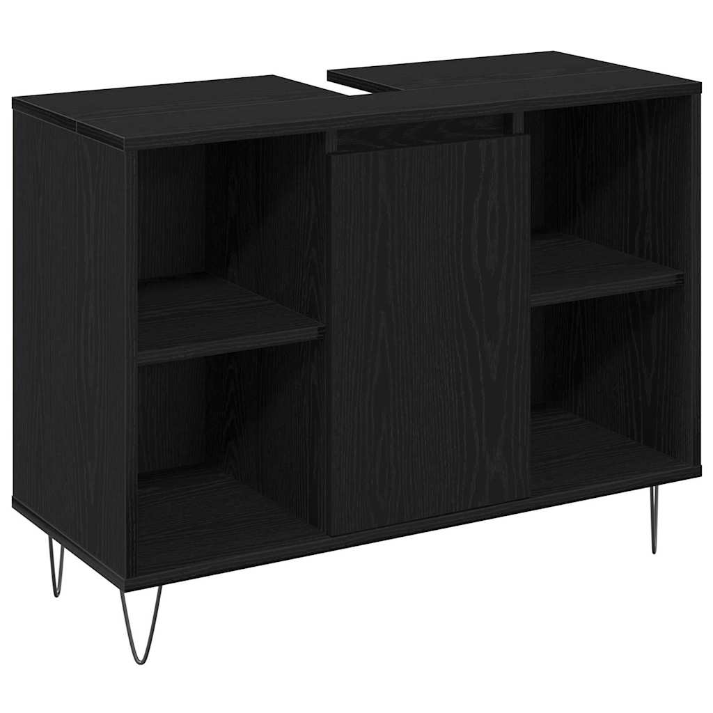 vidaXL Badezimmermöbel-Set 3 pcs Schwarz Eichen-Optik Holzwerkstoff