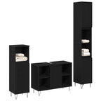 vidaXL Badezimmermöbel-Set 3 pcs Schwarz Eichen-Optik Holzwerkstoff