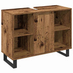vidaXL Badezimmermöbel-Set mit Regal mit Tür 3 pcs Braun Holzwerkstoff