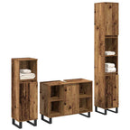 vidaXL Badezimmermöbel-Set mit Regal mit Tür 3 pcs Braun Holzwerkstoff