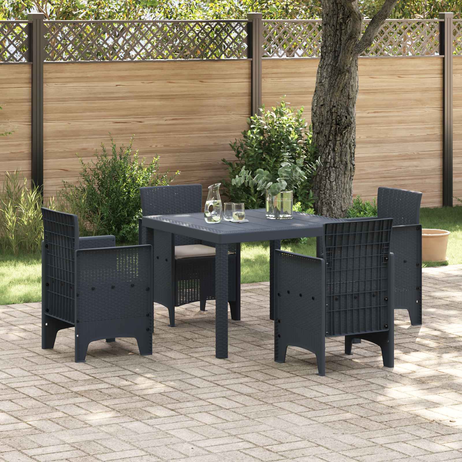 vidaXL Garten Essgruppe 5 pcs Anthrazit Polypropylen