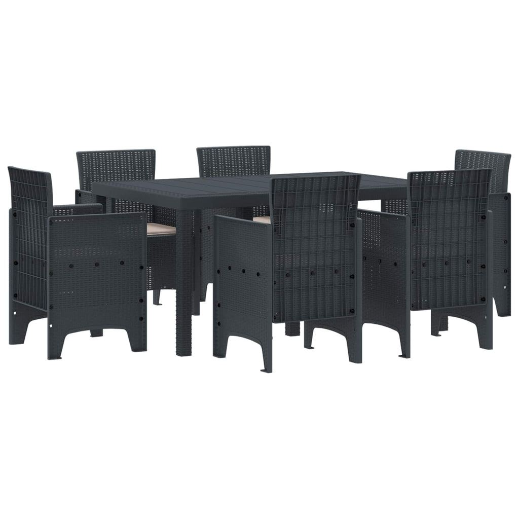 vidaXL Garten Essgruppe 7 pcs Anthrazit Polt Rattan