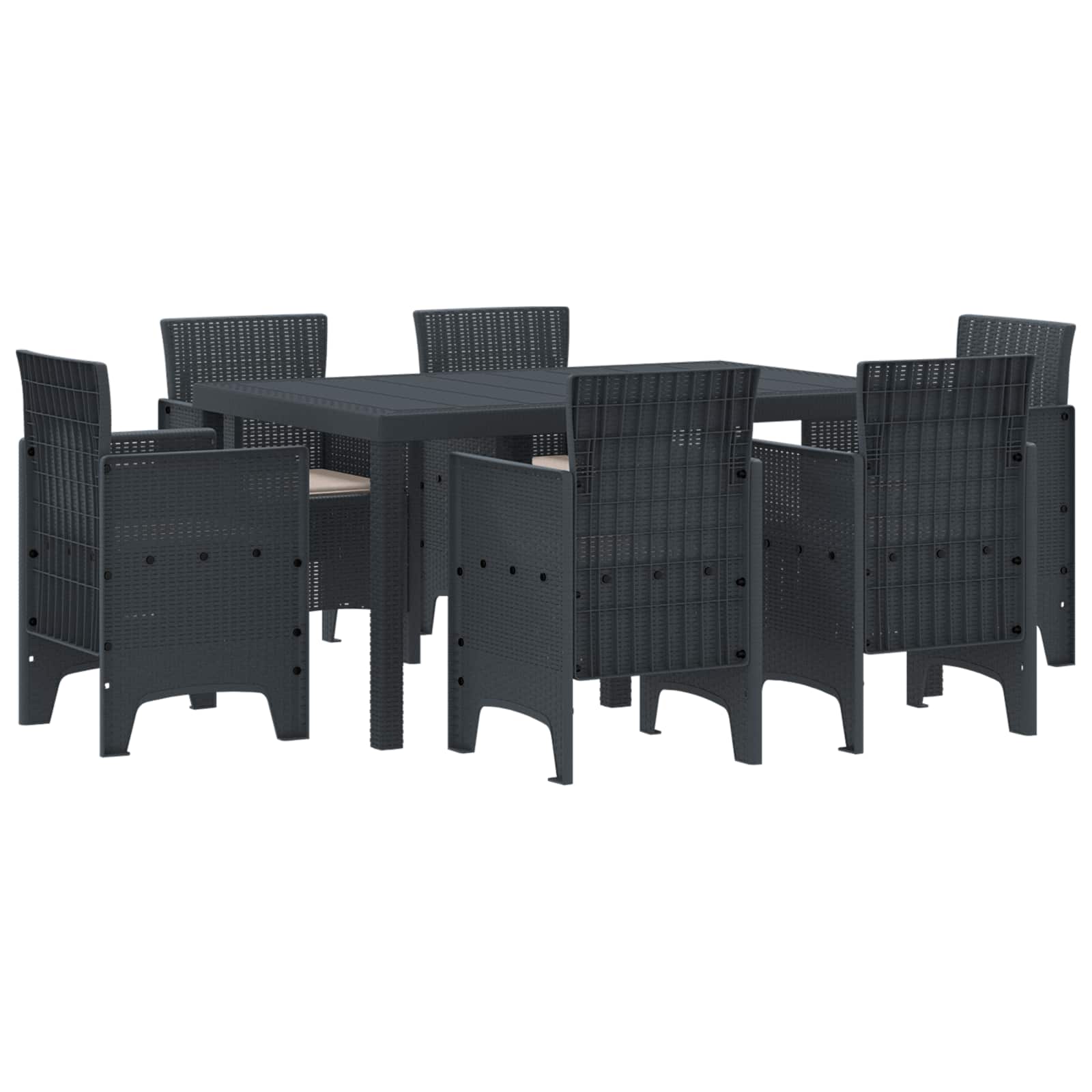 vidaXL Garten Essgruppe 7 pcs Anthrazit Polt Rattan