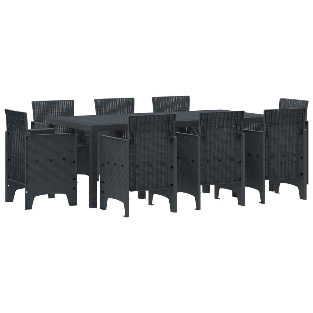 vidaXL Garten Essgruppe 9 pcs Anthrazit Polypropylen