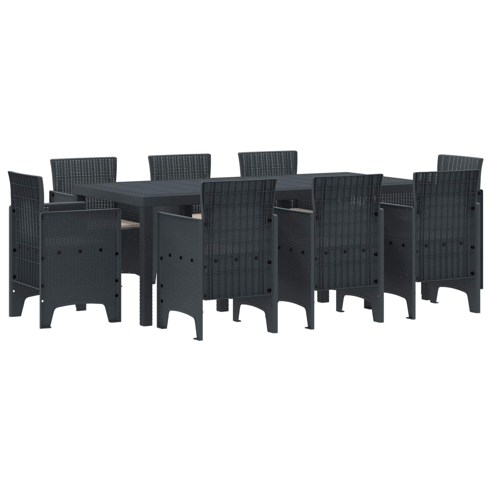 vidaXL Garten Essgruppe 9 pcs Anthrazit Polypropylen