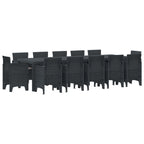 vidaXL Garten Essgruppe 13 pcs Anthrazit Kunststoff-Rattan