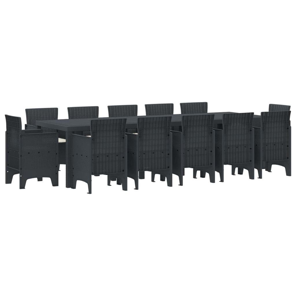 vidaXL Garten Essgruppe mit Kissen 13 pcs Anthrazit Polyrattan