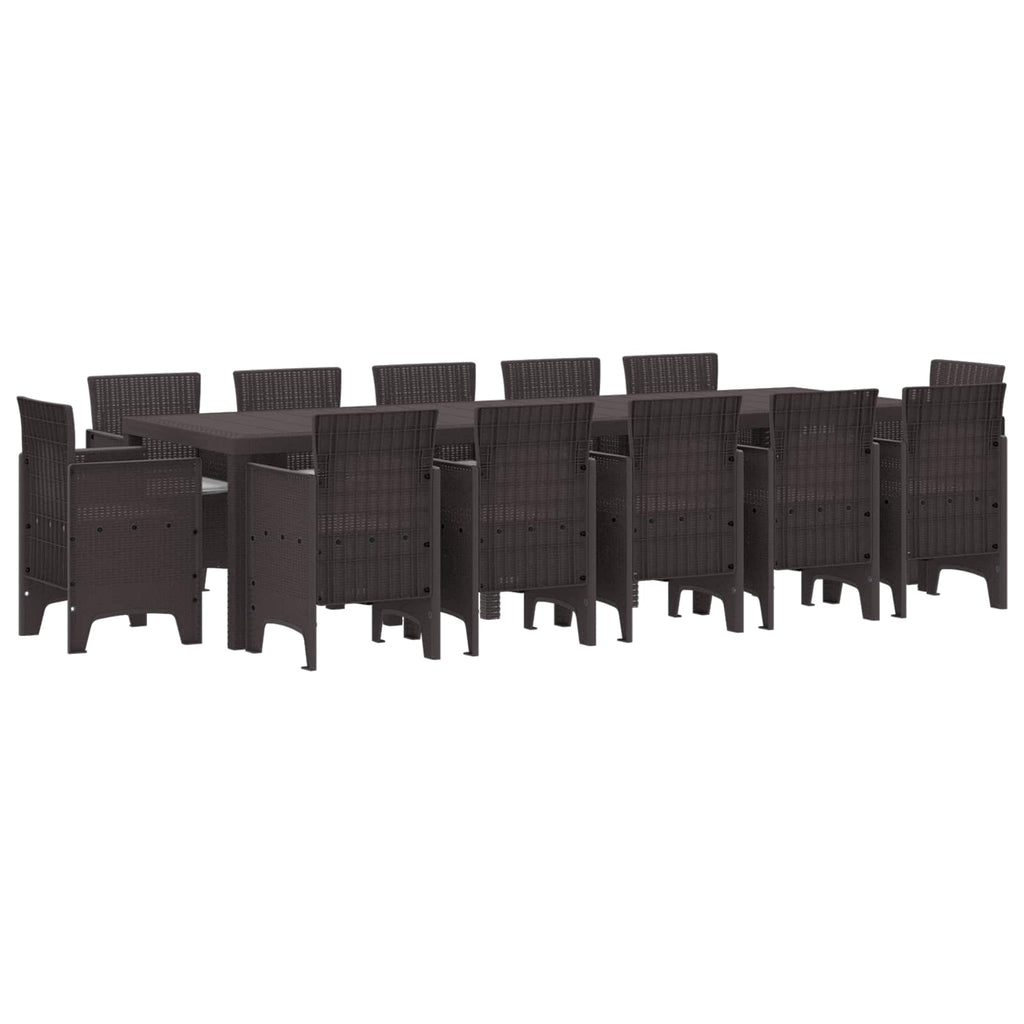 vidaXL Garten Essgruppe 13 pcs Braun und Hellgrau Rattan und Kissen