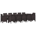 vidaXL Garten Essgruppe 13 pcs Braun und Hellgrau Rattan und Kissen