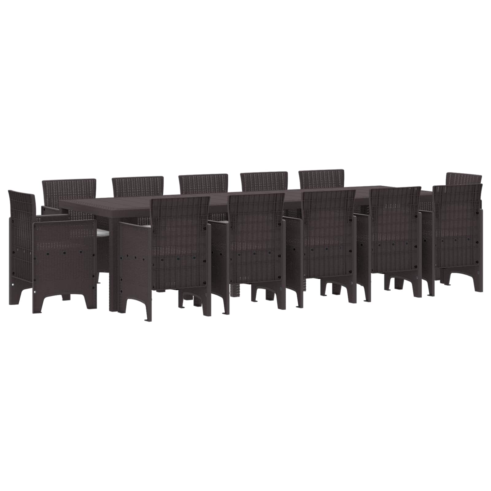 vidaXL Garten Essgruppe 13 pcs Braun und Hellgrau Rattan und Kissen