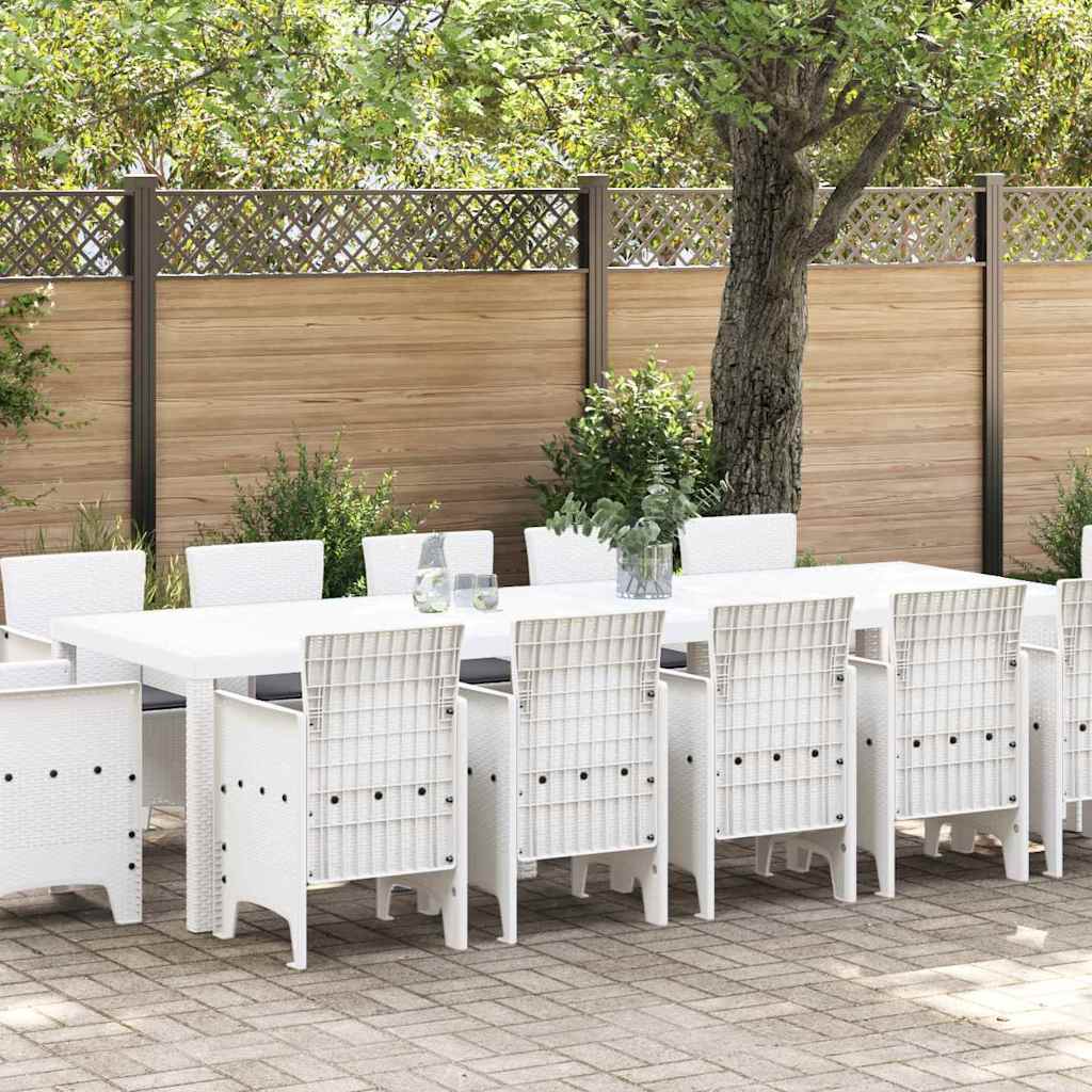 vidaXL Garten Essgruppe 13 pcs Weiß Synthetisches Rattan und Metall