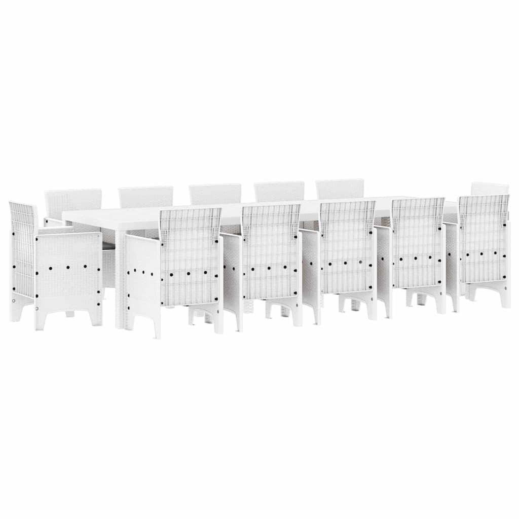 vidaXL Garten Essgruppe 13 pcs Weiß Synthetisches Rattan und Metall