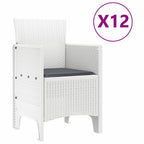 vidaXL Garten Essgruppe 13 pcs Weiß Synthetisches Rattan und Metall