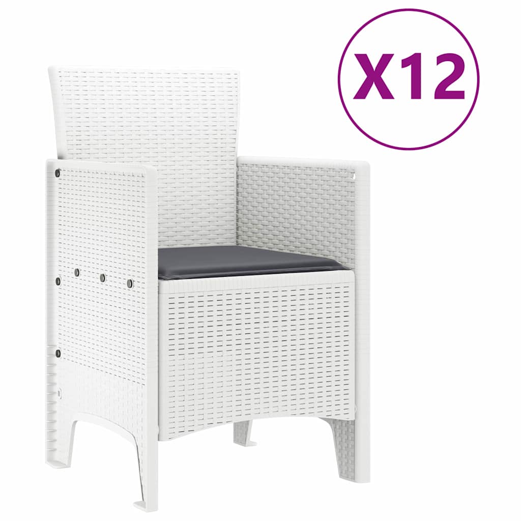 vidaXL Garten Essgruppe 13 pcs Weiß Synthetisches Rattan und Metall