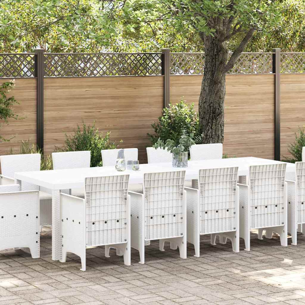 vidaXL Garten Essgruppe 13 pcs Weiß Poly Rattan und Baumwolle