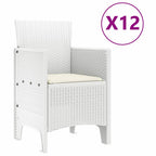 vidaXL Garten Essgruppe 13 pcs Weiß Poly Rattan und Baumwolle